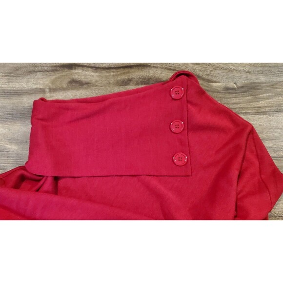 Annalee + Hope Women's Gorgeous Medium Red Poncho Collared Button Accents Cape - Picture 2 of 4
